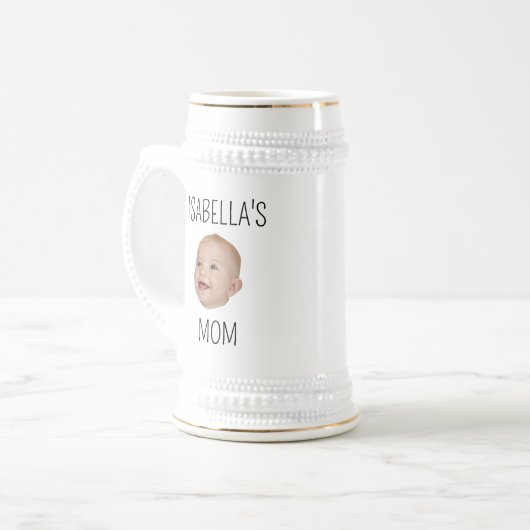 Aangepaste Baby Gezicht Mama Pap Verjaardag Gift Bierpul (Voorkant links)