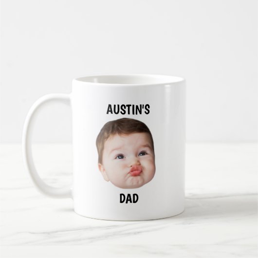 Aangepaste Baby Gezicht Mok 1e Vaderdag, CUSTOM KI (Links)