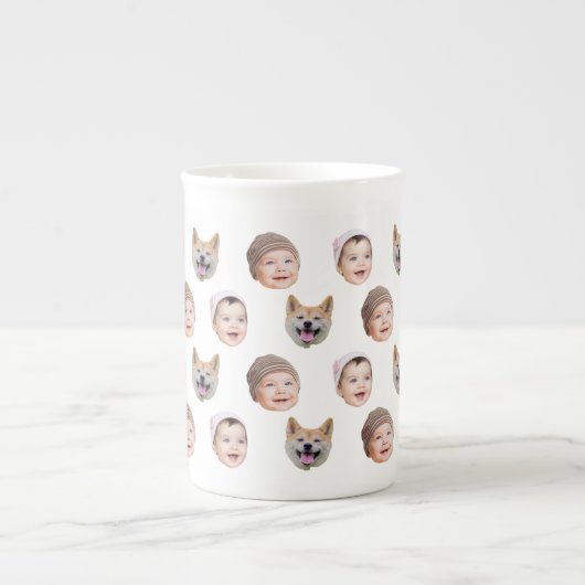 Aangepaste Baby Gezicht Mok, Aangepaste Familie 3  Porselein Kop (Voorkant)