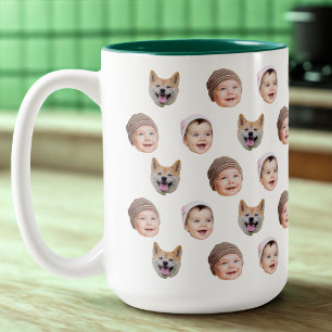 Aangepaste Baby Gezicht Mok, Aangepaste Familie 3  Tweekleurige Koffiemok