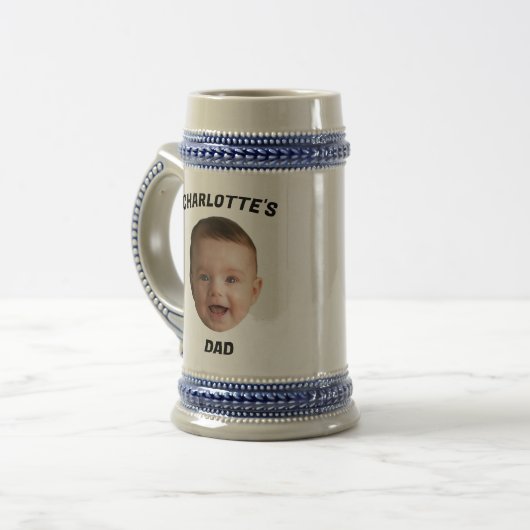 Aangepaste Baby Gezicht Mok, Aangepaste Nieuwe Dad Bierpul (Voorkant links)