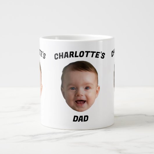 Aangepaste Baby Gezicht Mok, Aangepaste Nieuwe Dad Grote Koffiekop (Voorkant)