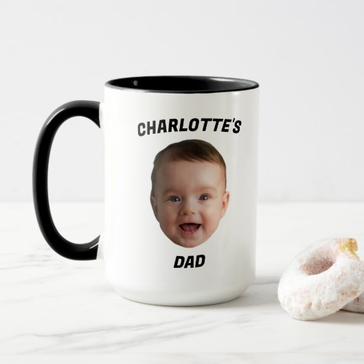 Aangepaste Baby Gezicht Mok, Aangepaste Nieuwe Dad Mok (Met donut)