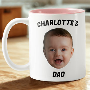Aangepaste Baby Gezicht Mok, Aangepaste Nieuwe Dad Tweekleurige Koffiemok