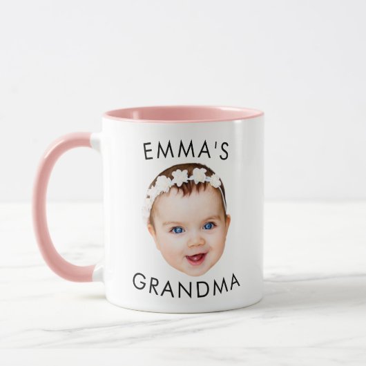 Aangepaste Baby Gezicht Mok Moeder Oma Opa Verjaar (Links)