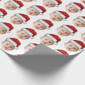 Aangepaste Baby Head Face Foto Santa Hat Kerstmis Cadeaupapier (Hoek)