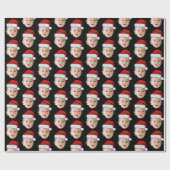 Aangepaste Baby Head Face Foto Santa Hat Xmas Zwar Cadeaupapier (Vlak)