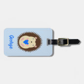 Aangepaste Baby Jongen Blauwe Hart Egel Bagagelabel (Voorkant horizontaal)