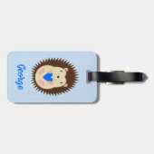 Aangepaste Baby Jongen Blauwe Hart Egel Bagagelabel (Achterkant horizontaal)