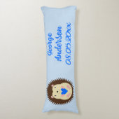 Aangepaste Baby Jongen Blauwe Hart Egel Lichaamskussen (Voorkant Verticaal)