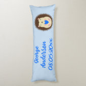Aangepaste Baby Jongen Blauwe Hart Egel Lichaamskussen (Achterkant (Verticaal))