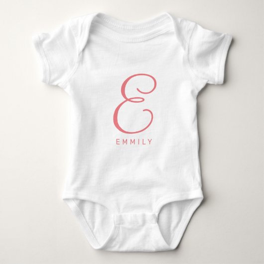 Aangepaste baby jumpsuit met elegante naam monogra romper (Voorkant)