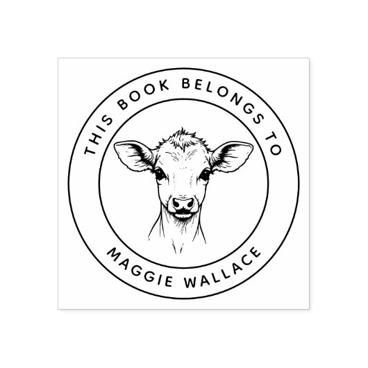 Aangepaste Baby kalf Dit boek behoort tot de naam  Rubberstempel (Afrduk)