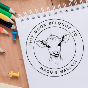 Aangepaste Baby kalf Dit boek behoort tot de naam  Rubberstempel
