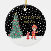 Aangepaste Baby Keepsake Fireman kerstboom Keramisch Ornament (Voorkant)