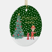 Aangepaste Baby Keepsake Fireman kerstboom Keramisch Ornament (Rechts)