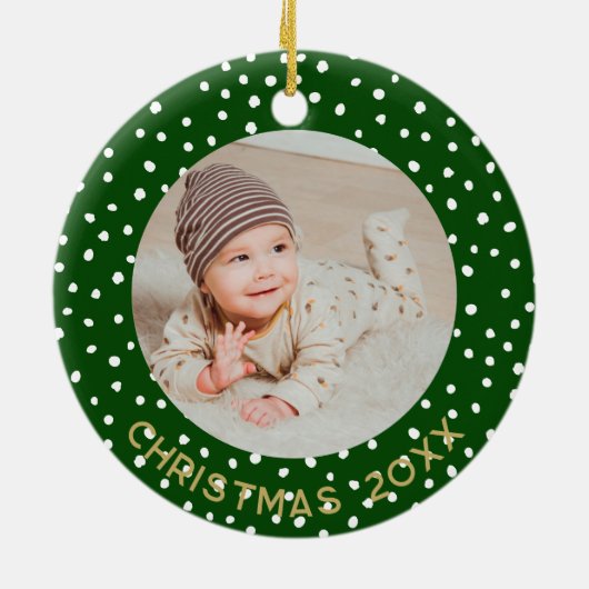 Aangepaste Baby Keepsake Fireman kerstboom Keramisch Ornament (Achterkant)