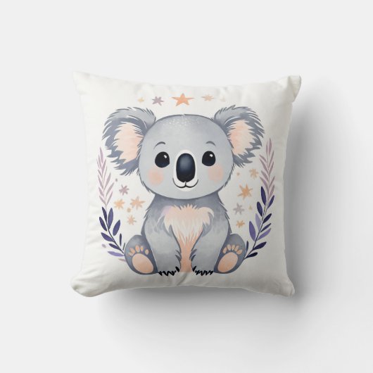 Aangepaste Baby Koala Kussen Boho Floral Design - (Voorkant)