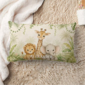 Aangepaste baby leeuw giraffe en olifant jungle kussen (Deken)