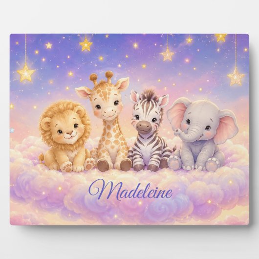 Aangepaste baby leeuw giraffe zebra en olifant fotoplaat (Voorkant)