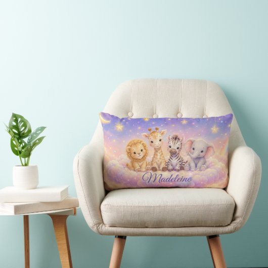 Aangepaste baby leeuw giraffe zebra en olifant kussen (Stoel)