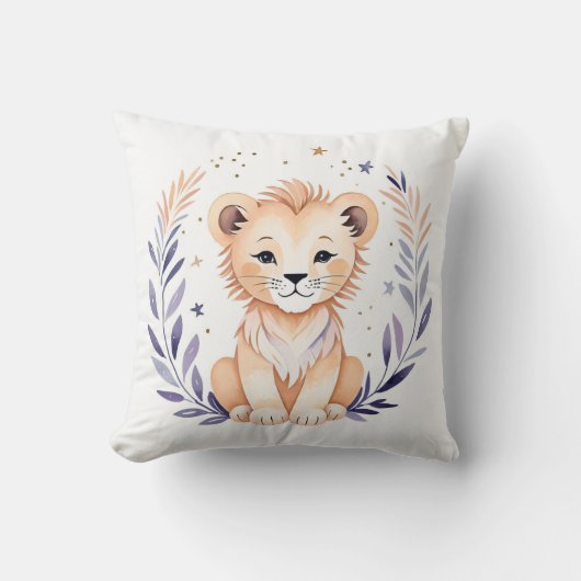 Aangepaste Baby Lion Cub Kwekerij Kussen Boho Desi (Voorkant)