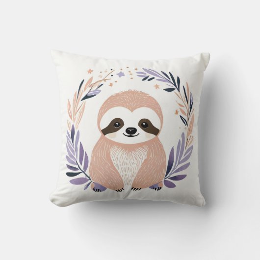 Aangepaste Baby Luiaard Kussen Boho Floral Design  (Voorkant)