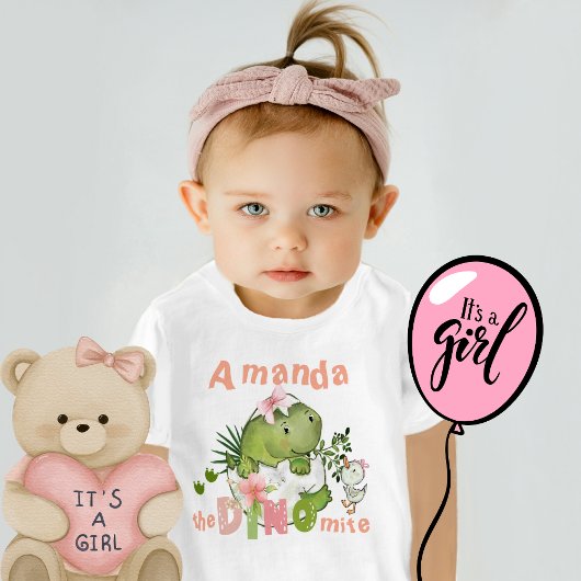 Aangepaste Baby Meisje Dinosaur DINO Mite T-shirt