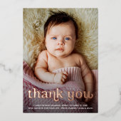 Aangepaste baby Meisje Foto Roos Goud Dank u Folie Feestdagenkaart (Voorkant)