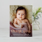 Aangepaste baby Meisje Foto Roos Goud Dank u Folie Feestdagenkaart (Staand Voorkant)