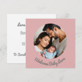 Aangepaste Baby Meisje Roze, welkomstaankondiging Kaart (Voorkant / Achterkant)