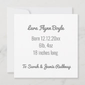 Aangepaste Baby Meisje Roze, welkomstaankondiging Kaart (Achterkant)