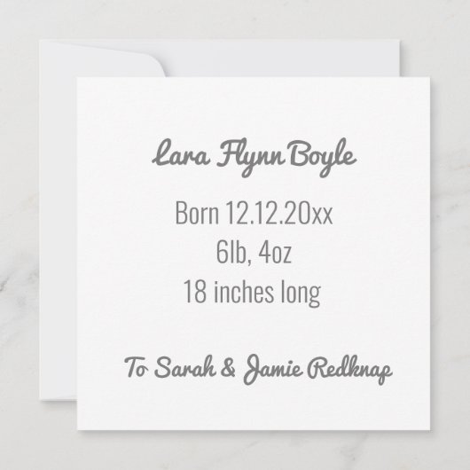 Aangepaste Baby Meisje Roze, welkomstaankondiging Kaart (Achterkant)