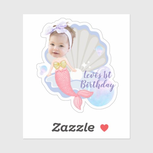 Aangepaste Baby Meisje Verjaardag Sticker 1e Feest (Vel)