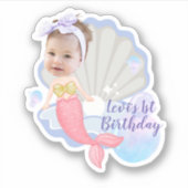 Aangepaste Baby Meisje Verjaardag Sticker 1e Feest (Voorkant)