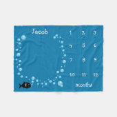 Aangepaste, Baby mijlpaalse visbellen Fleece Deken (Voorkant (Horizontaal))