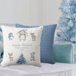 Aangepaste Baby Mijn 1e Kerstmis Bosland Kussen