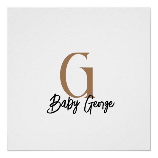 aangepaste baby monogram unisex naam personalisere perfect poster (Voorkant)