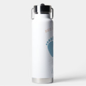 Aangepaste Baby naam Blauwe voetafdrukken Waterfles (Voorkant)