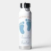 Aangepaste Baby naam Blauwe voetafdrukken Waterfles (Links)