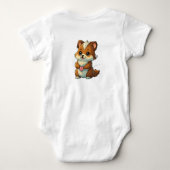 Aangepaste [Baby Naam] Chibi Dier Hart Bodysuit -  (Achterkant)
