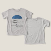 Aangepaste Baby naam en datum onder blauwe paraplu (Ontwerp Voorkant & Achterkant)