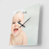 Aangepaste Baby naam en foto     Vierkante Klok (Hoek)