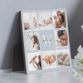 Aangepaste Baby naam en monogram foto Collage Blue Fotoplaat