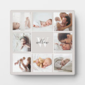 Aangepaste Baby naam en monogram foto Collage Gray Fotoplaat (Voorkant)