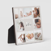 Aangepaste Baby naam en monogram foto Collage Gray Fotoplaat (Voorkant)