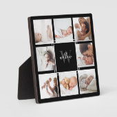 Aangepaste Baby-naam en monogram fotocollage zwart Fotoplaat (Voorkant)