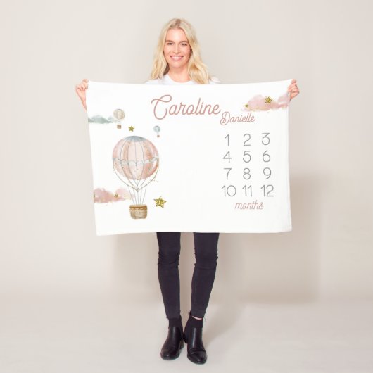 Aangepaste Baby Naam Hete Luchtballondeken Geen Ma Fleece Deken (In situ)