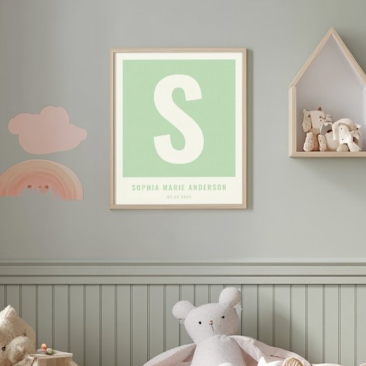 Aangepaste baby naam kinderkamer muurdecor monogra poster