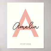 Aangepaste Baby Naam Kwekerij Monogram Letter Kind Poster (Voorkant)